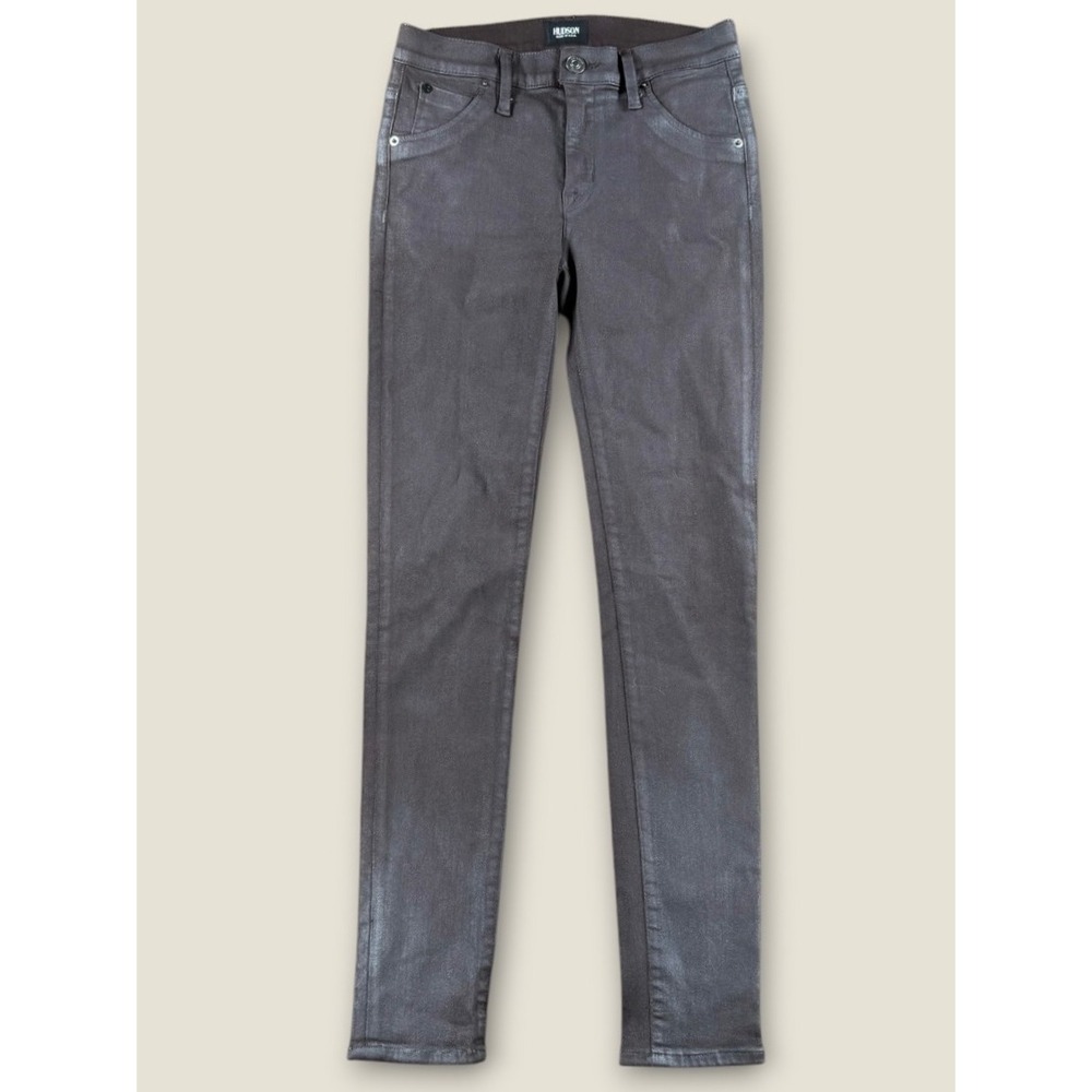 Hudson Lilly Midrise Ankle Skinny Coated Jeans Brown Metallic WMA4178TEN Size 27